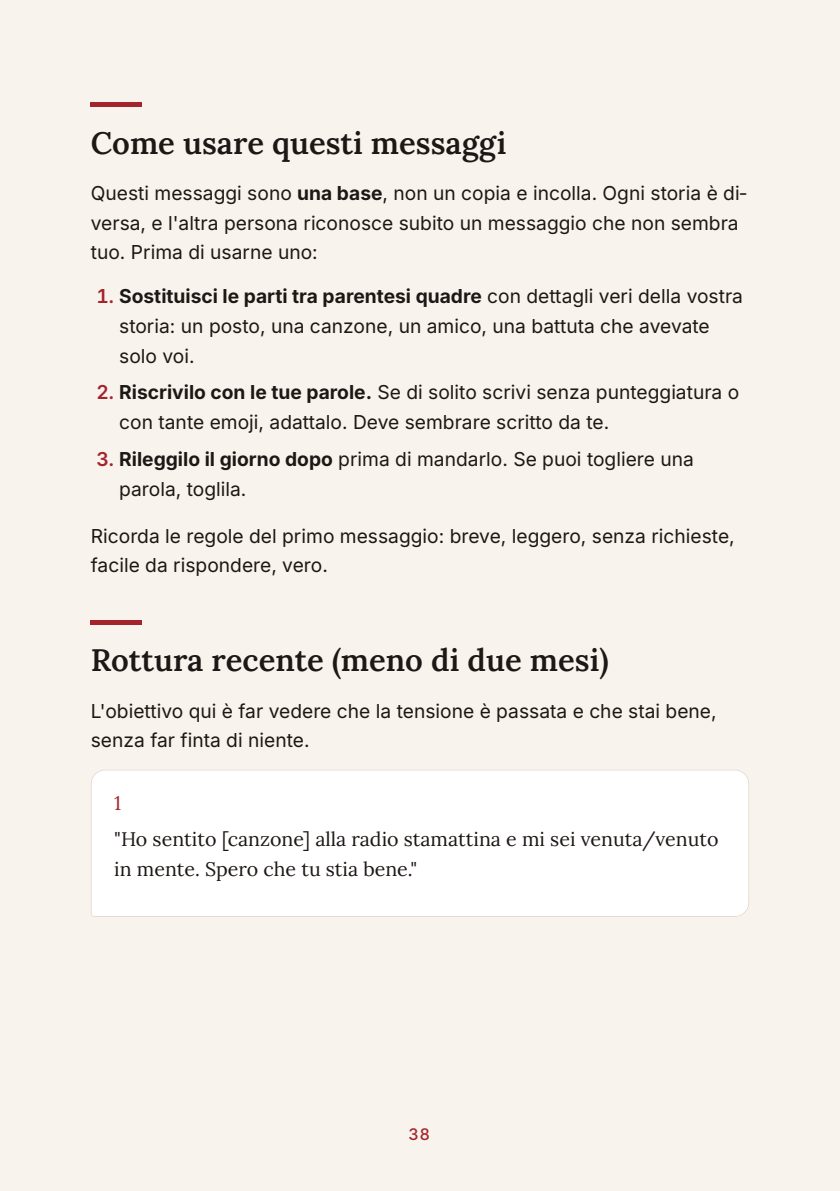 Pagina dei messaggi pronti